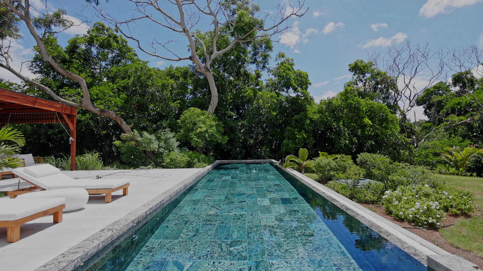 Pool of a villa at Akasha Estate, facing the mountain