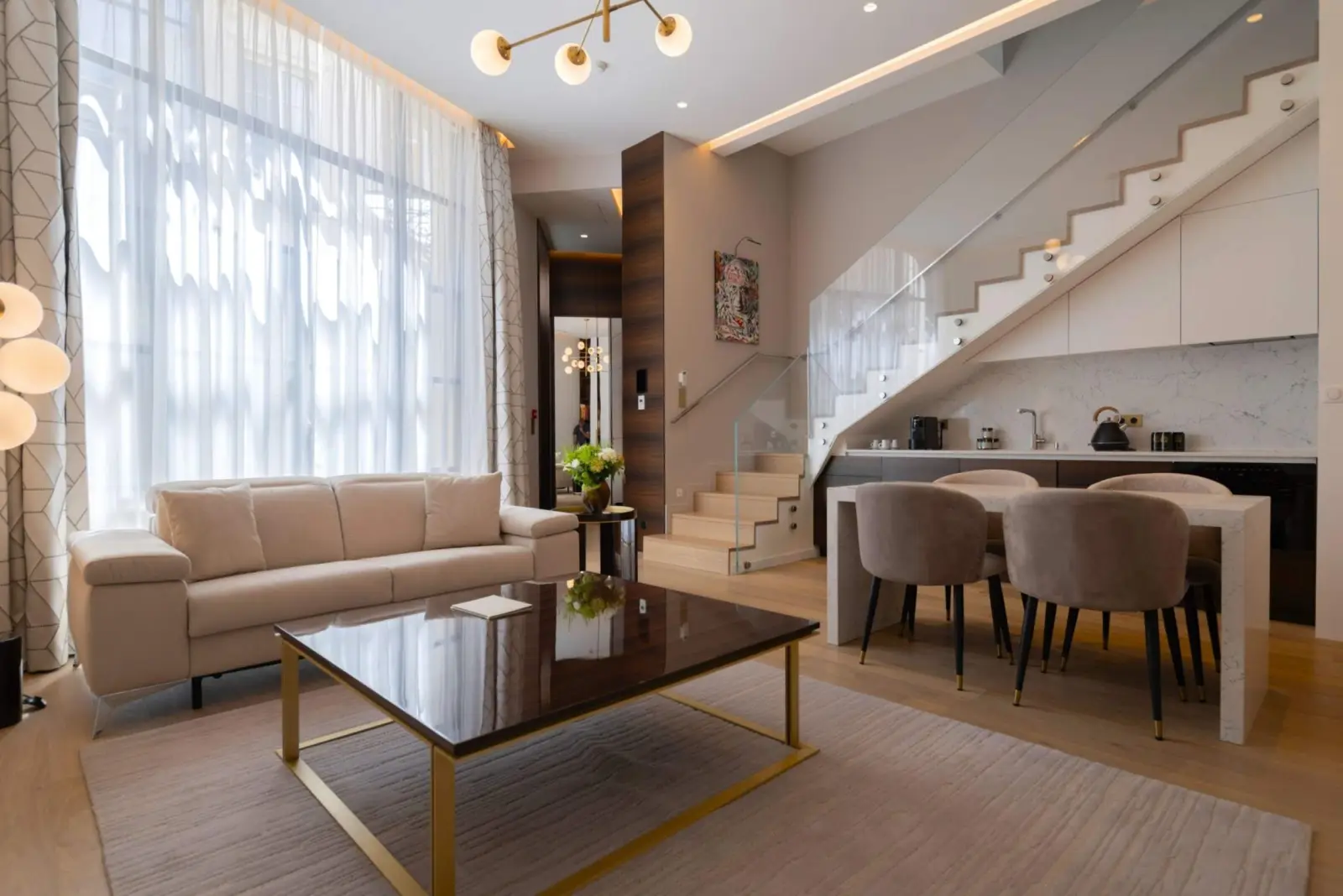 Chaillot Duplex Loft, the living room and glazing — Maison Bauchart, Paris 8th