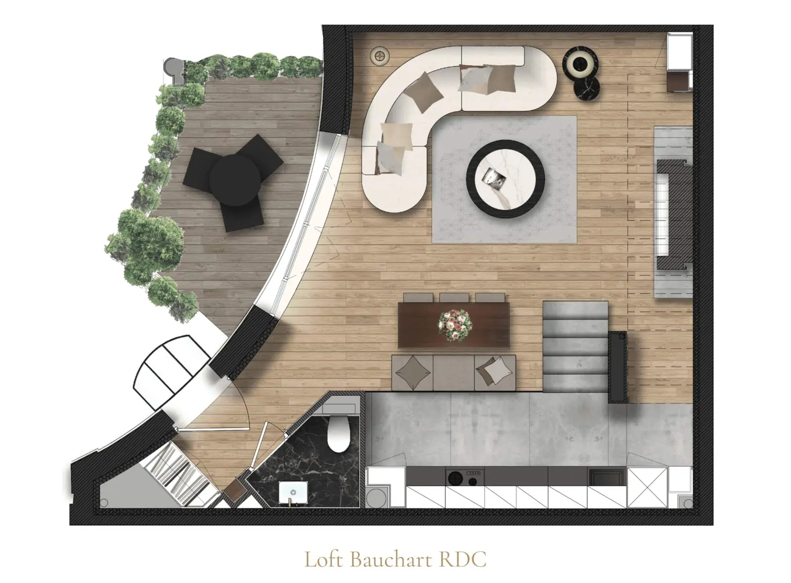 Bauchart Duplex Loft, the ground-floor plan — Maison Bauchart, Paris 8th
