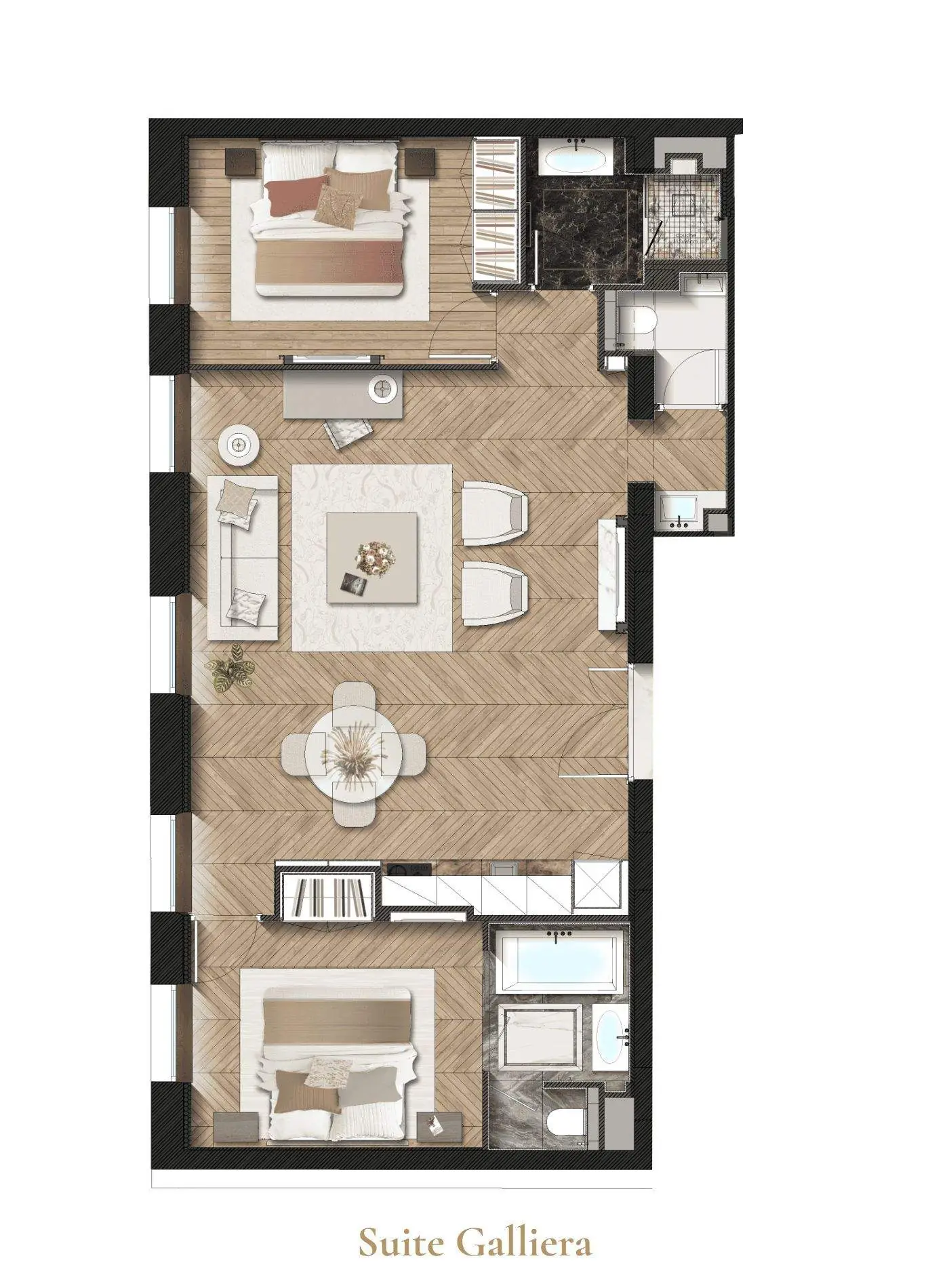 Galliera Suite, the suite floor plan — Maison Bauchart, Paris 8th
