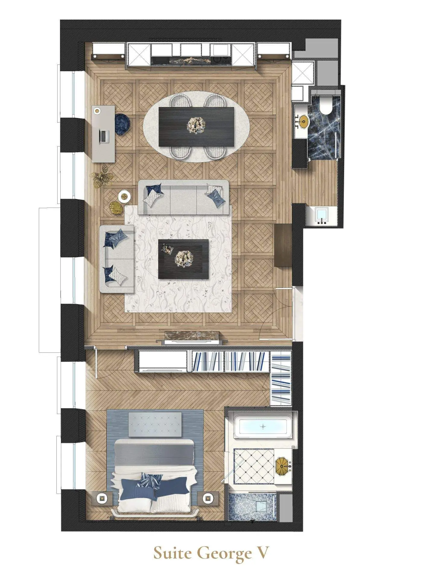 Signature Suite George V, the suite floor plan — Maison Bauchart, Paris 8th