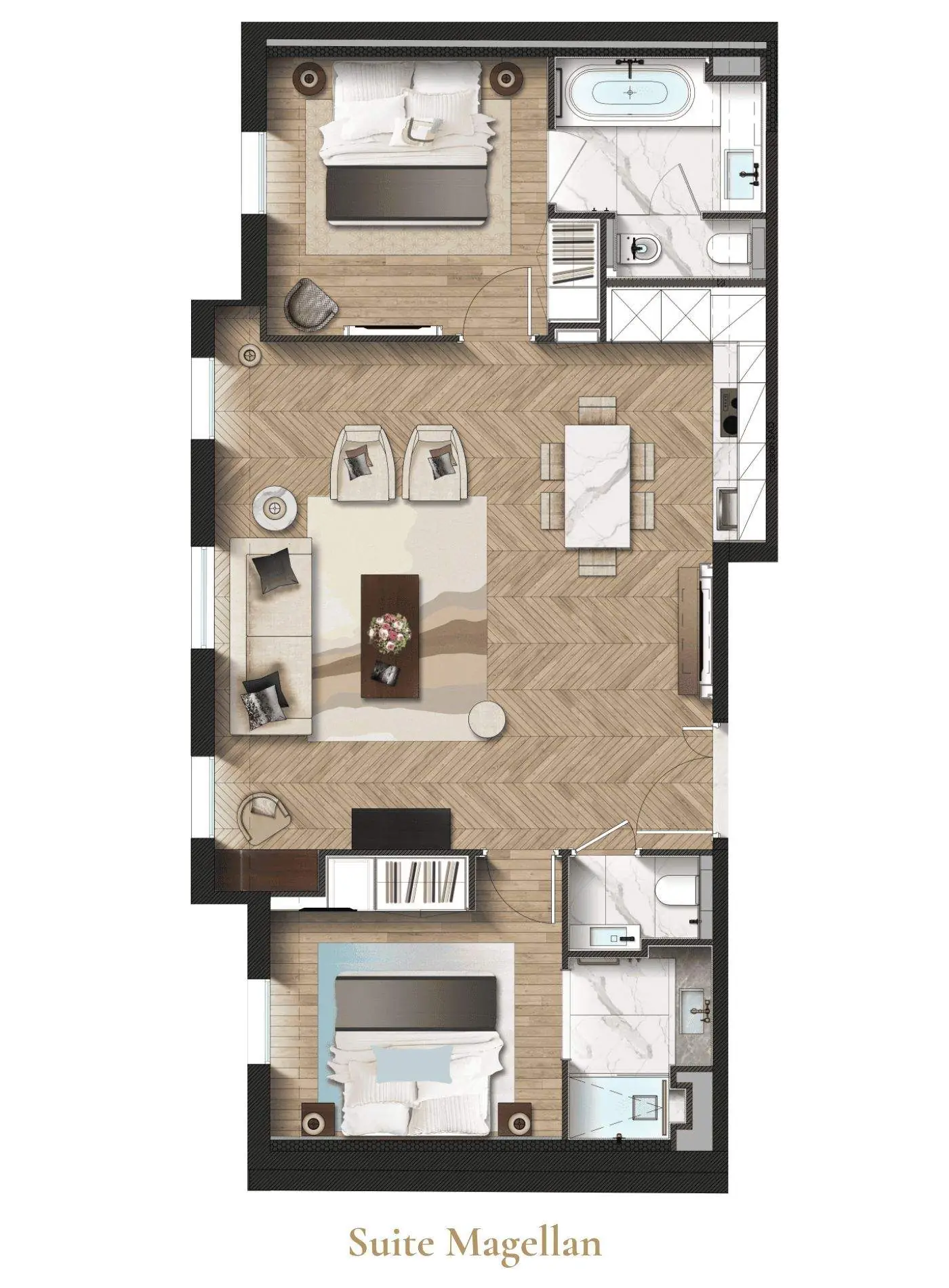 Magellan Suite, the suite floor plan — Maison Bauchart, Paris 8th