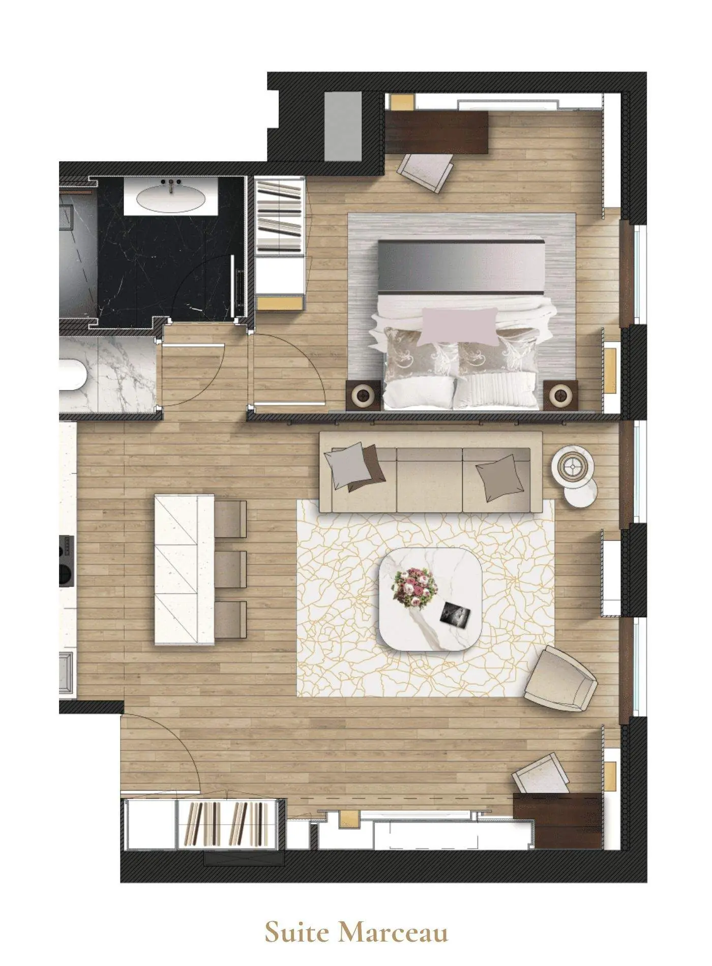 Marceau Suite, the suite floor plan — Maison Bauchart, Paris 8th