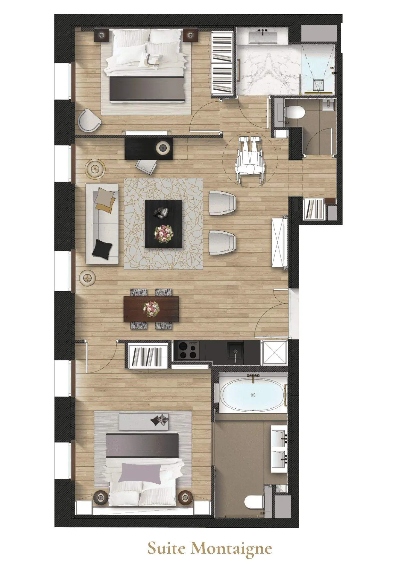 Montaigne Suite, the suite floor plan — Maison Bauchart, Paris 8th