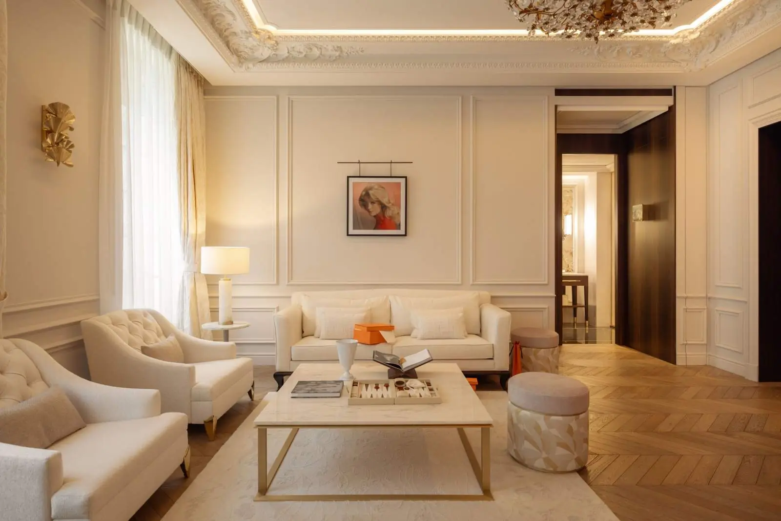 The drawing room, herringbone parquet — Galliera Suite, Maison Bauchart