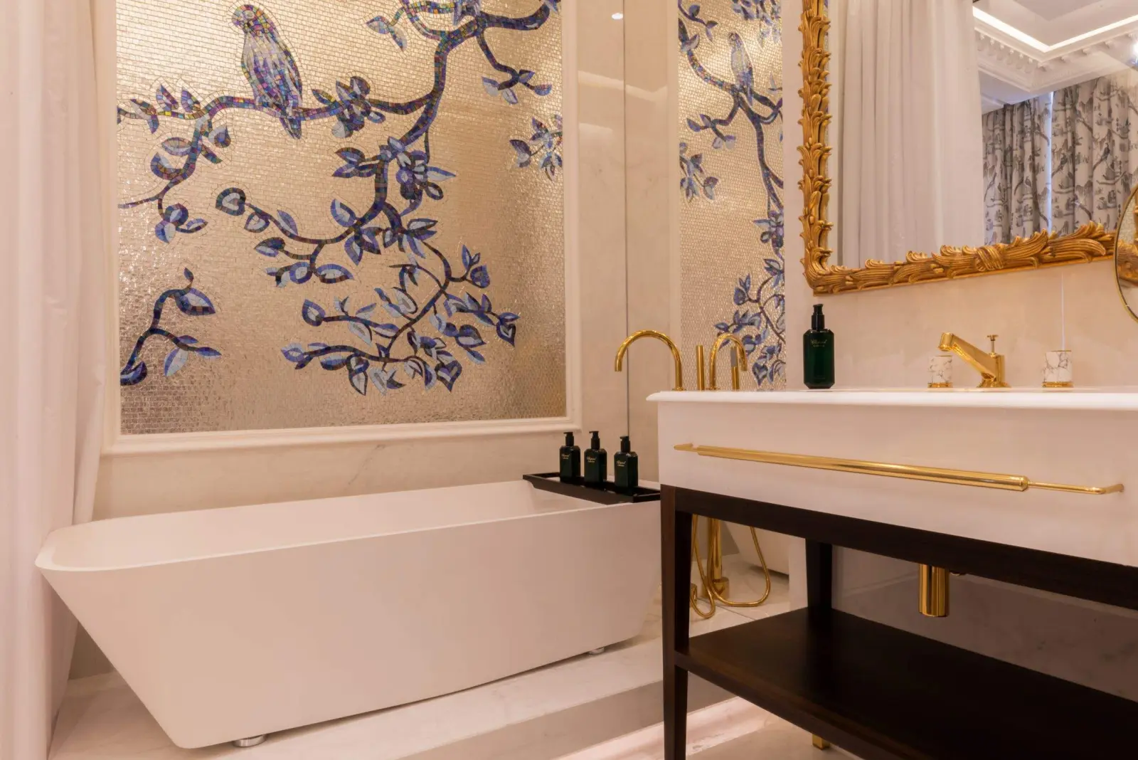 Signature Suite George V, the bathroom in artist mosaics — Maison Bauchart, Paris 8th