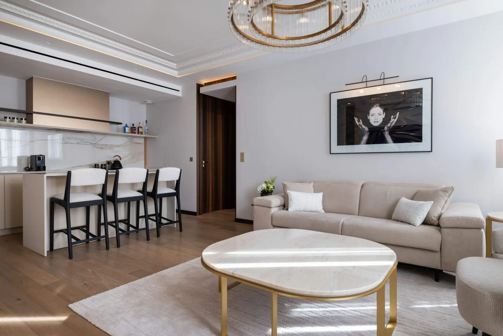Marceau Suite, the living room and fine-art photograph — Maison Bauchart, Paris 8th