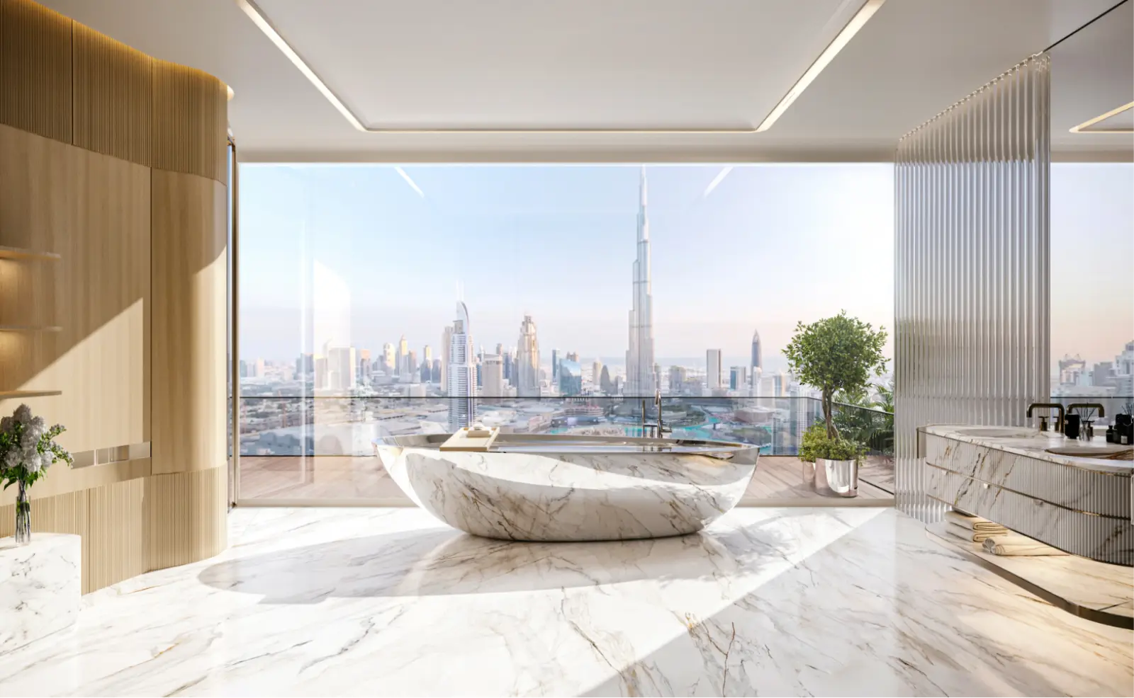 Marble bathroom of a Sky Mansion Penthouse — Bugatti Residences