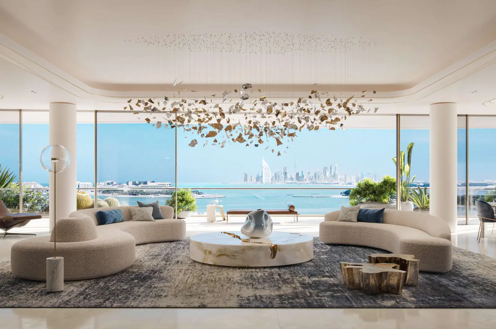 Penthouse duplex living room with a view over Burj Al Arab — Como Residences
