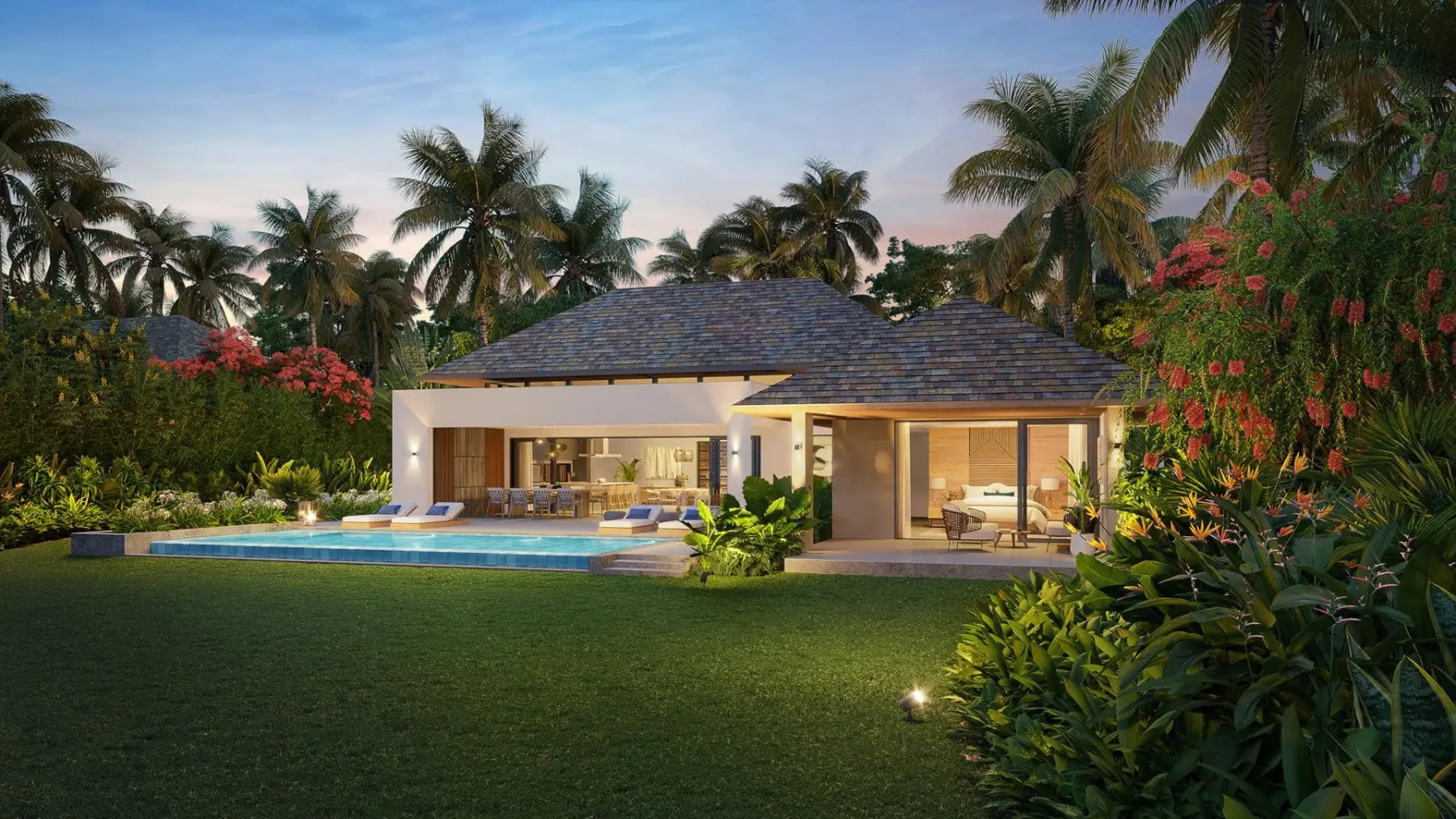 Fairway Villa at sunset — Mont Choisy La Réserve