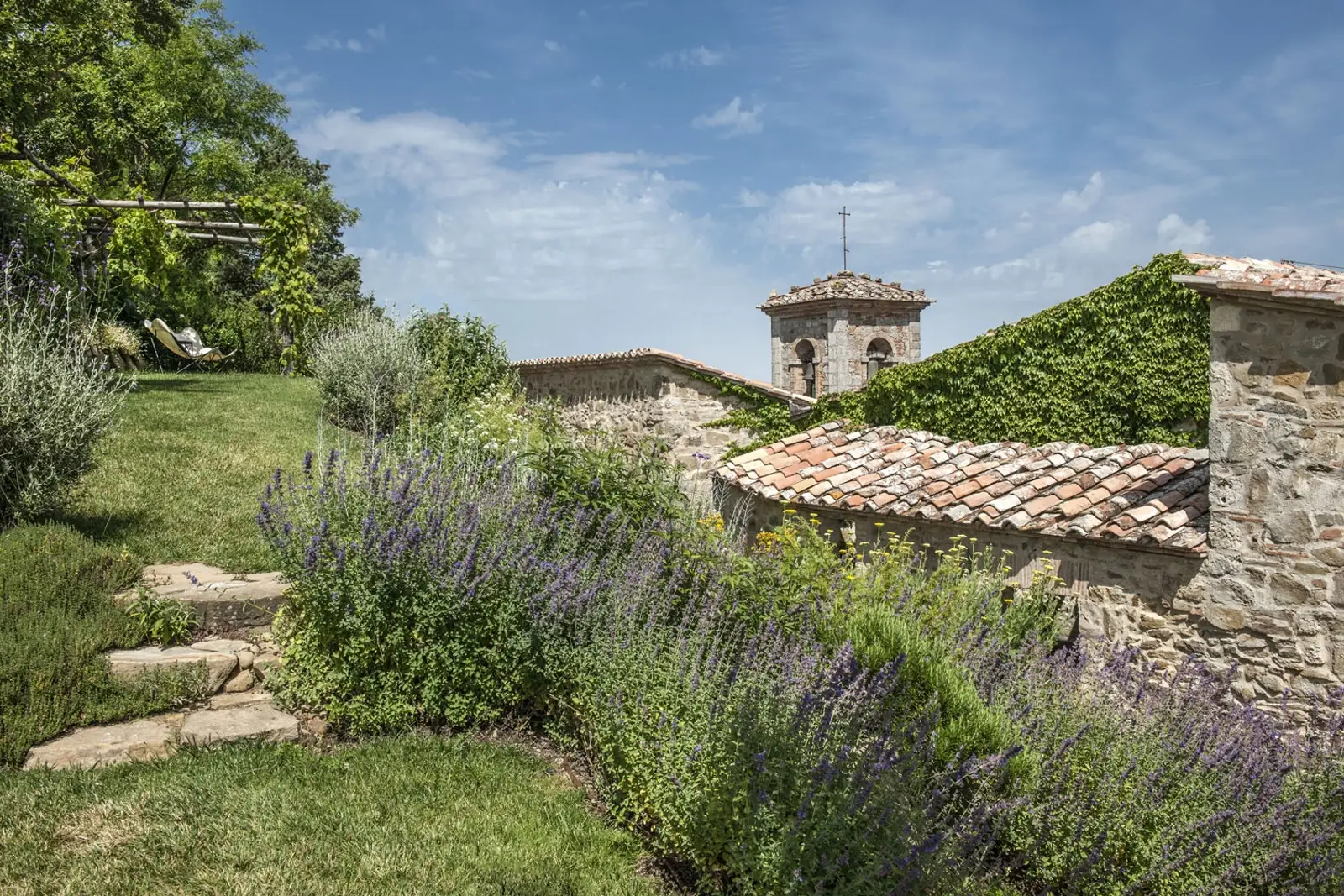 The Monteverdi lavender garden above the Val d'Orcia