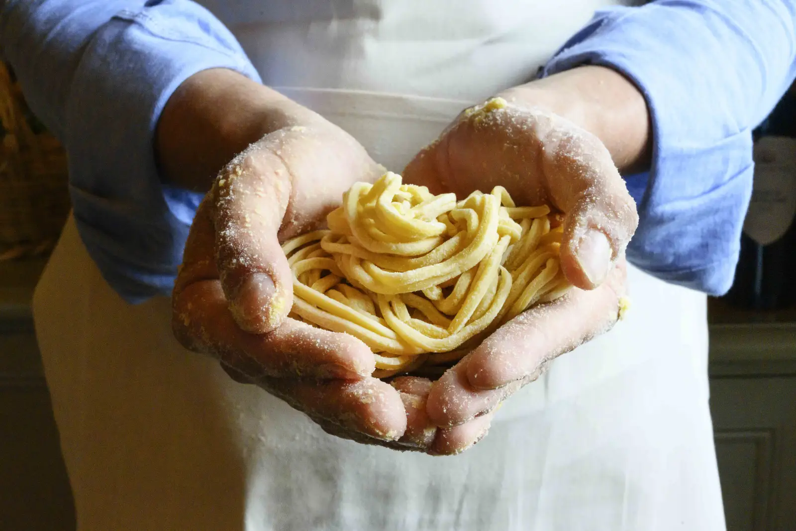 Hand-made pasta at the La Canonica cooking school — Rosewood Castiglion del Bosco