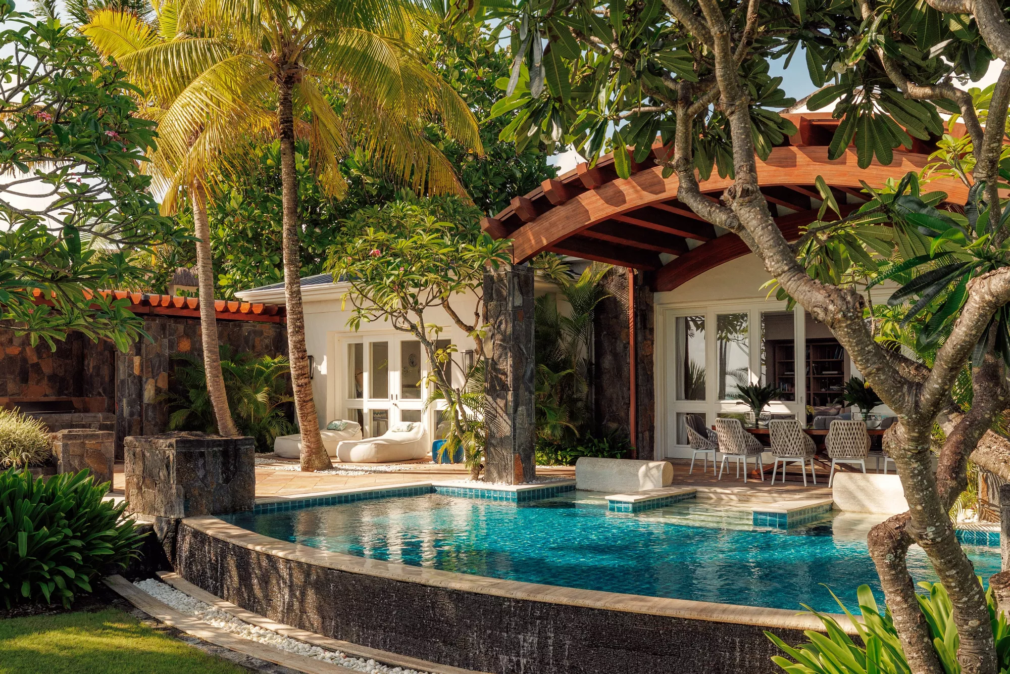 Terrace and pool of a One&Only Private Home at Le Saint Géran