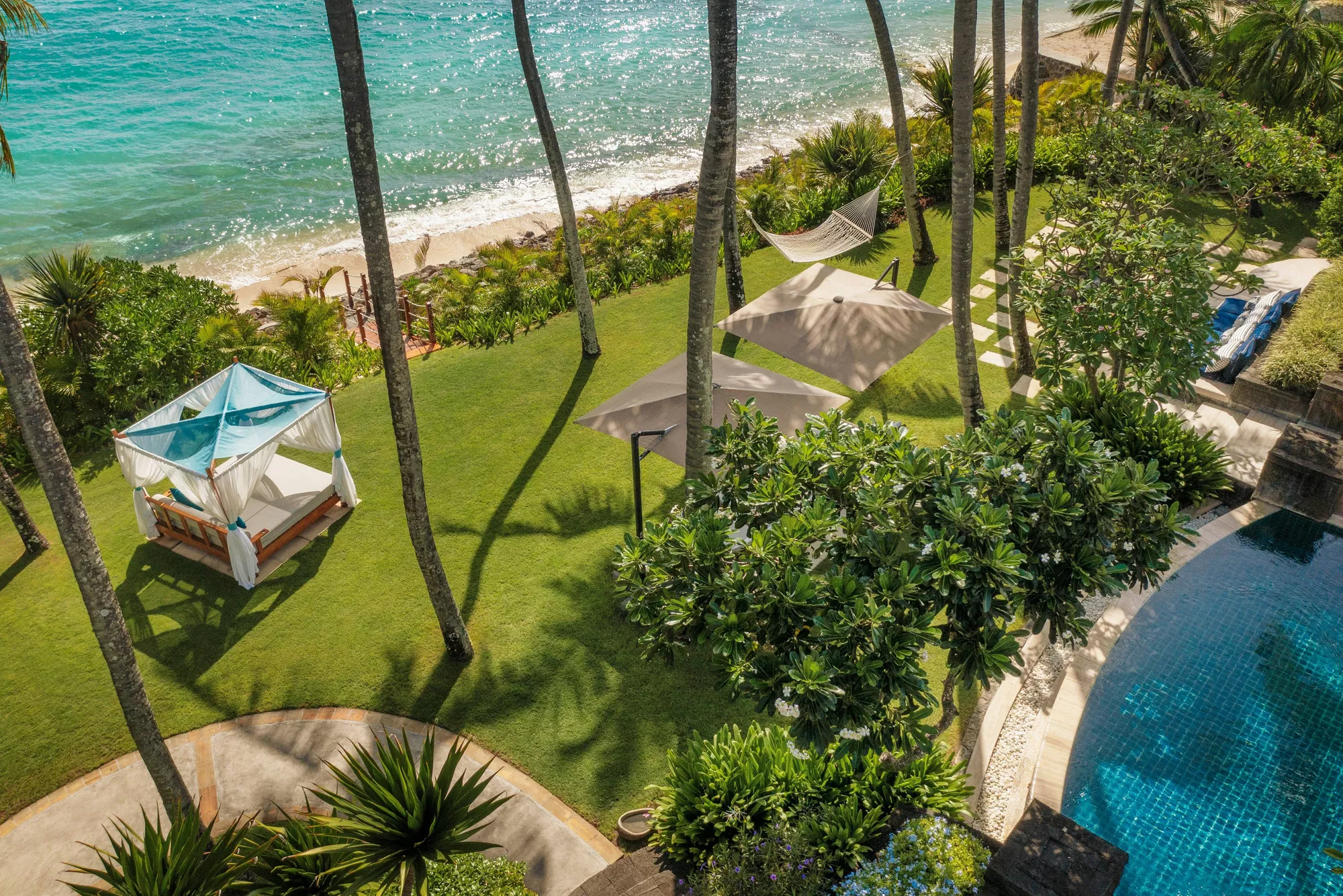 Beachfront Private Home at Le Saint Géran from above — Mauritius