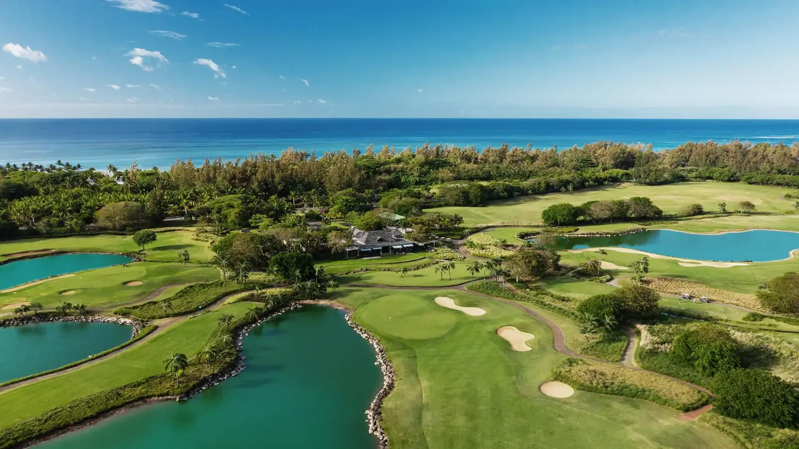 The Bel Ombre estate golf course facing the lagoon, Mauritius