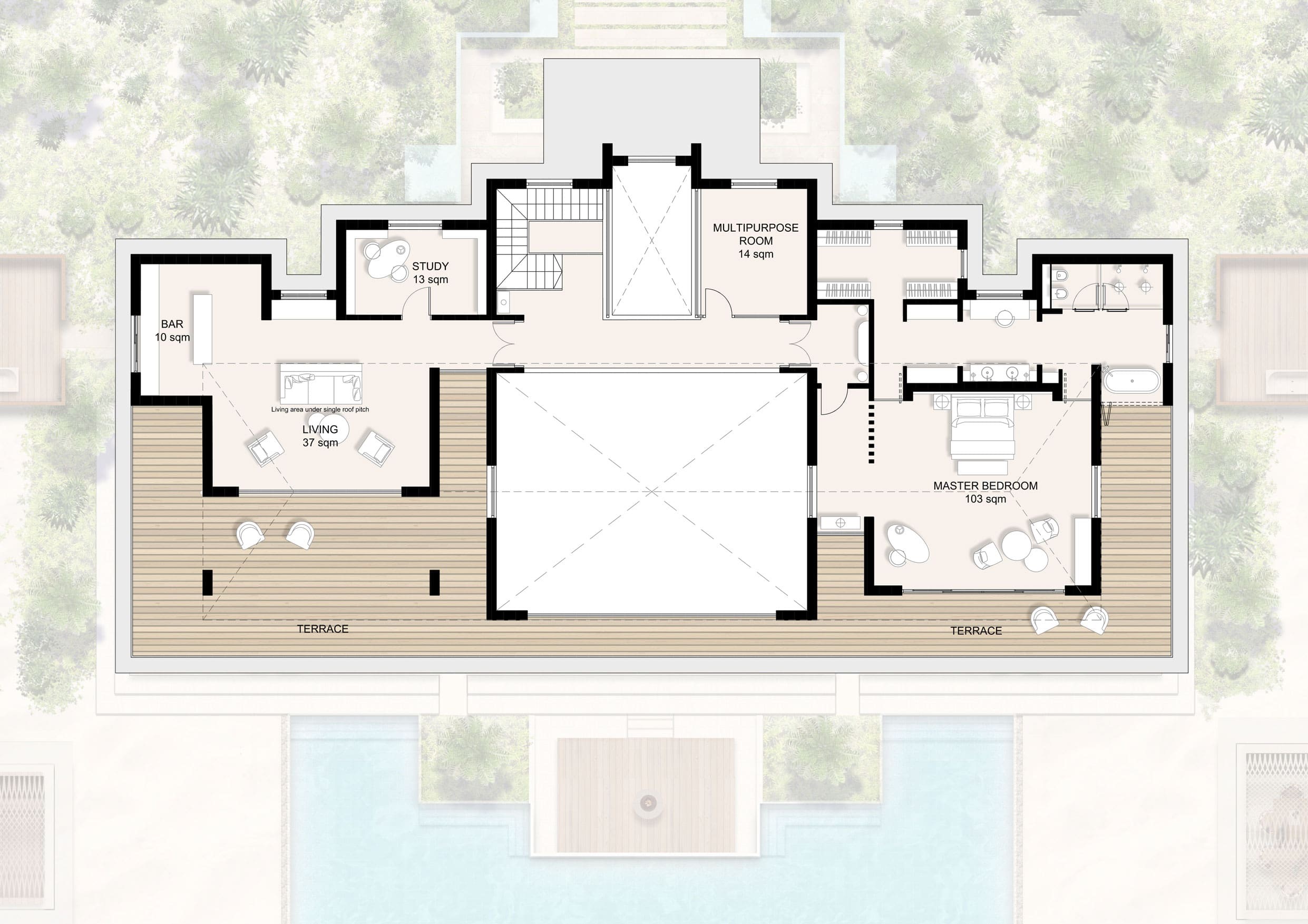 Baccarat Residences Maldives floor plan — 3-Bedroom · Upper level