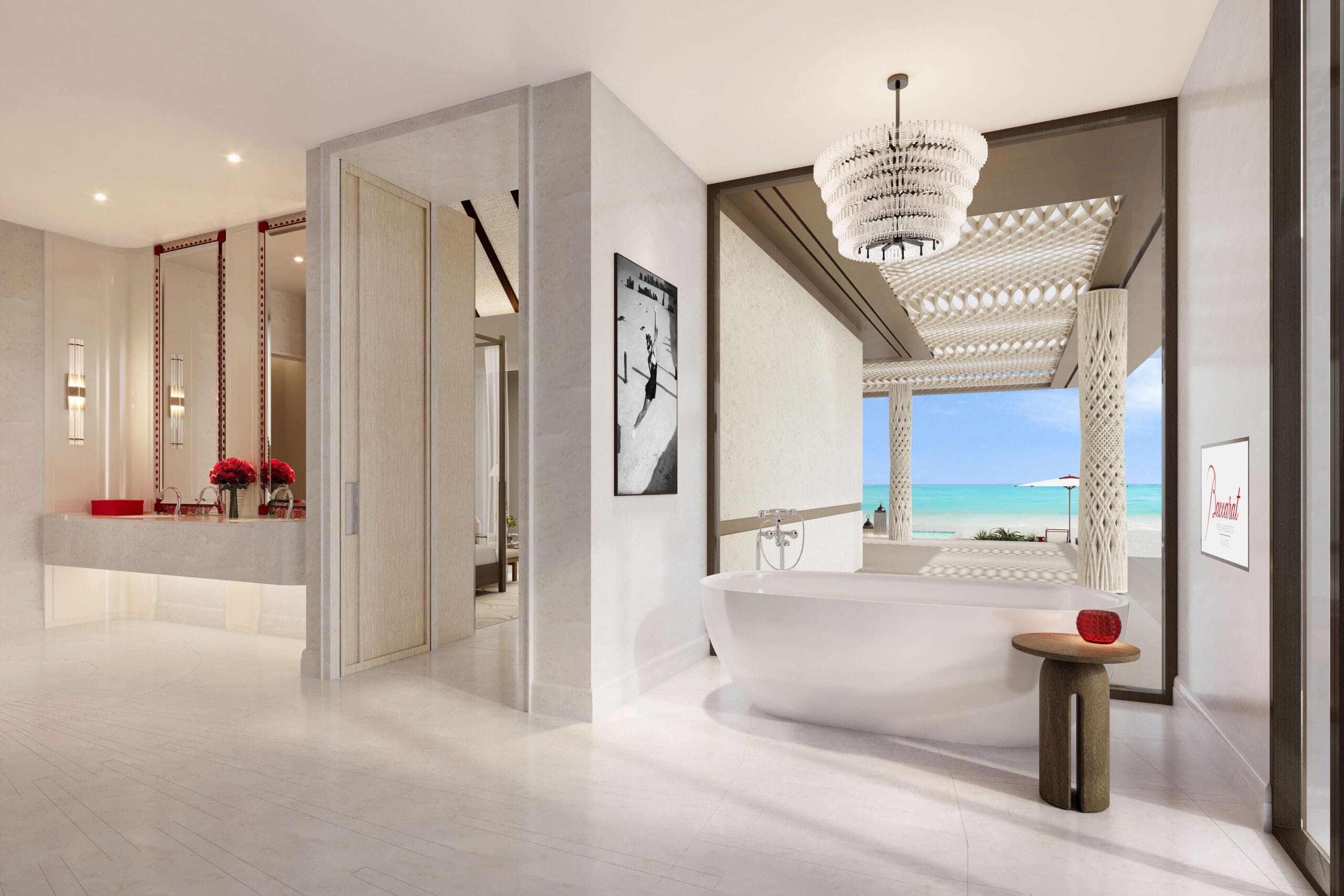 Baccarat residence Maldives — interior suite with walk-in wardrobe and lagoon outlook