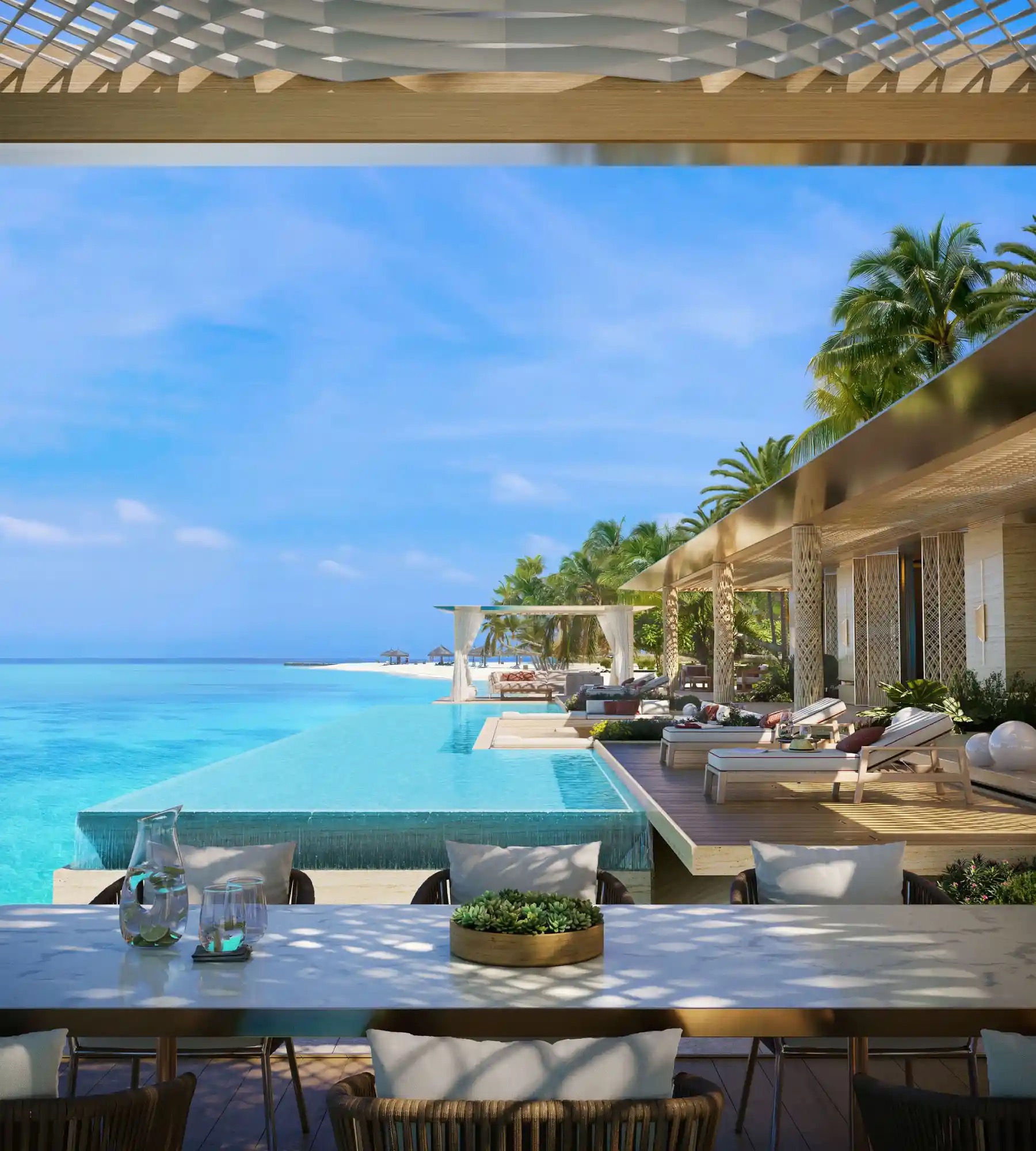 Baccarat residence Maldives — sunset terrace and infinity pool
